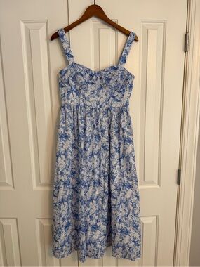 hyacinth house blue floral seaport midi dress HYACINTH HOUSE Blue Floral Seaport Midi Dress Size XL NWT Retail $148 Tuckernuck